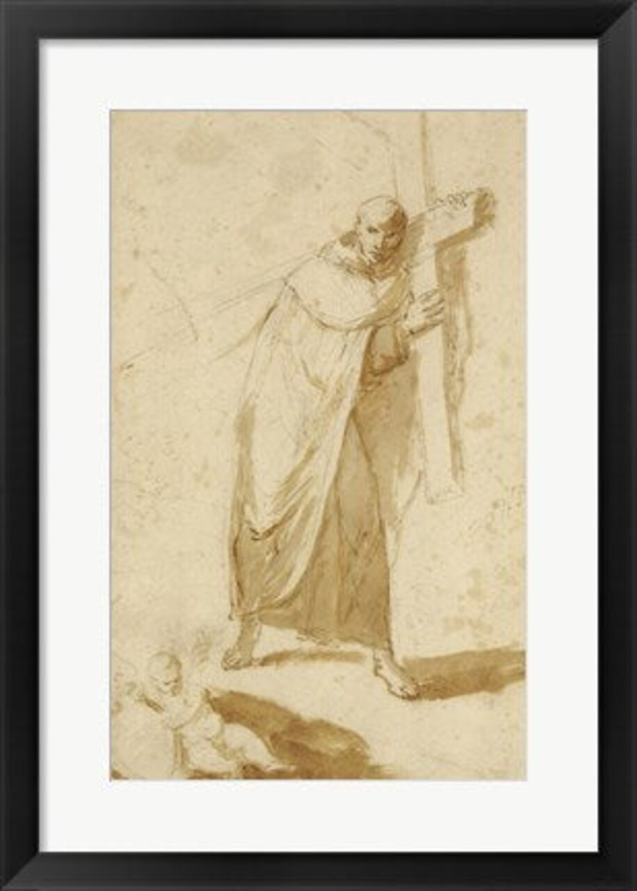 Framed Art A Monk Carrying a Cross by Bartolome Esteban Murillo Wall Decor 18x24 Artwork